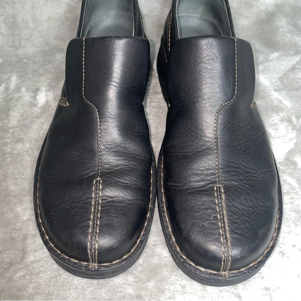 Clarks Active Air Black Leather Loafers Light Stitching Men's Size 12 Slip On